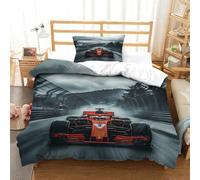 XiaopangXY 3D Formula racing Print Duvet Cover Set Breathable Ferrariii Bedding Set, Fashionable Quilt Cover Set for Kids & Adults Decoration Kids Comforter Cover Single（135x200cm）