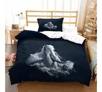 XiaopangXY 3d Pattern Cetacean Comforter Cover, Soft & Delicate Whale Duvet Cover with Pillowcase, Cozy 3 Pcs Bed-Sets, Luxe Bedding Set for Kids Teens & Adults Single（135x200cm）
