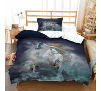 XiaopangXY 3D Pattern Dream Catcher Comforter Cover, Soft Two Arctic Wolves Duvet Cover Single（135x200cm） with Pillowcase, Cozy Bed-Sets, Luxe Dream Catcher Bedding Set for Kids Teens Adults