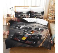 XiaopangXY 3D Pattern Formula Racing Bedding Set, Warm to Sleep Racing Car Duvet Cover Set for Boy & Girl Microfiber Quilt Cover Skin-friendly & Hypoallergenic Bed Linen Set Double（200x200cm）