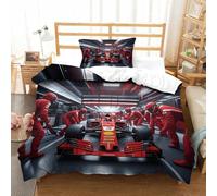 XiaopangXY 3d Pattern Formula Racing Comforter Cover, Soft & Delicate Racing Car Duvet Cover with Pillowcase, Cozy 3 Pcs Bed-Sets, Luxe Bedding Set for Kids Teens & Adults Single（135x200cm）