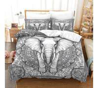 XiaopangXY 3d Pattern Mandala Elephant Comforter Cover, Soft & Delicate Indian Style Duvet Cover with Pillowcase, Cozy 3 Pcs Bed-Sets, Luxe Bedding Set for Kids Teens & Adults Double（200x200cm）