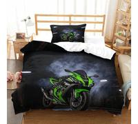 XiaopangXY 3D Pattern Moto Racing Bedding Set, Warm to Sleep Motorcycle Duvet Cover Set for Boy & Girl Microfiber Quilt Cover Skin-friendly & Hypoallergenic Bed Linen Set Single（135x200cm）