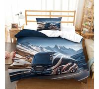 XiaopangXY 3D Print Coach Duvet Cover for Kids & Adults, Hypoallergenic Bus Bedding Set Microfiber Single（135x200cm） Comforter Cover, Skin-friendly Quilt Cover with Zipper