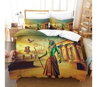 XiaopangXY 3D Printed Egyptian Pharaoh Quilt Cover King（220x240cm）, Breathable Duvet Cover Osiris Comforter Cover with Pillowcase, Bedding Set for Childs & Adults