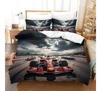 XiaopangXY 3D Printed Ferrariii Bedding Set 3 Pcs Comforter Cover with Hidden Zipper Formula racing Pattern Quilt Cover Microfiber Duvet Cover with Pillowcase King(220x240cm)