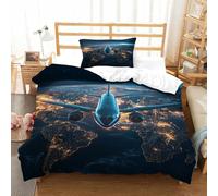 XiaopangXY 3D Printed Pattern A380 Aircraft Duvet Cover Set Breathable Airliner Bedding Set Comfortable Comforter Cover for Kids & Adults Washable Quilt Cover Set Single（135x200cm）