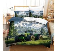 XiaopangXY 3D Printed Pattern FT Tractor Duvet Cover Set Breathable Johndeer Bedding Set Comfortable Comforter Cover for Kids & Adults Washable Quilt Cover Set Double（200x200cm）