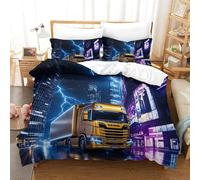 XiaopangXY 3D Printed Pattern Lorry Duvet Cover Set Breathable Truck Bedding Set Comfortable Comforter Cover for Kids & Adults Washable Quilt Cover Set Double（200x200cm）