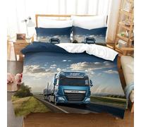 XiaopangXY 3D Printed Pattern Lorry Duvet Cover Set Breathable Truck Bedding Set Comfortable Comforter Cover for Kids & Adults Washable Quilt Cover Set Double（200x200cm）