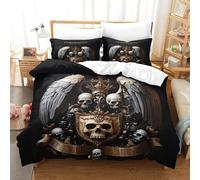 XiaopangXY 3D Printed Skulls Bedding Set 3 Pcs Comforter Cover with Hidden Zipper Gothic Pattern Quilt Cover Microfiber Duvet Cover with Pillowcase King（220x240cm）