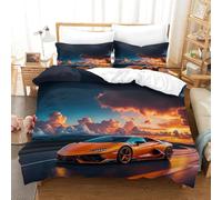 XiaopangXY 3D Printed Supercar Duvet Cover Comfortable Quilt Cover Set Microfiber Luxury Car Pattern Bedding Set Full Size for for Kids & Adults Breathable Double（200x200cm）