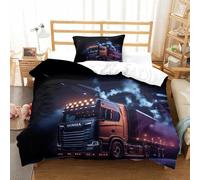 XiaopangXY 3D Truck Print Duvet Cover Set Breathable Lorry Bedding Set, Fashionable Quilt Cover Set for Kids & Adults Decoration Kids Comforter Cover Single（135x200cm）