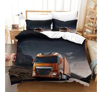 XiaopangXY 3D Truck Print Duvet Cover Set Breathable Lorry Bedding Set, Fashionable Quilt Cover Set for Kids & Adults Decoration Kids Comforter Cover King（220x240cm）