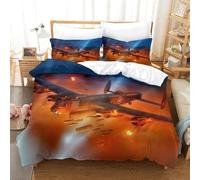XiaopangXY 3D WW II Aircraft Duvet Cover With Hidden Zipper, Lancaster Bomber Quilt Cover with Pillowcases, WW II Aircraft Bedding Set Soft Microfiber for Kids Adults Double（200x200cm）