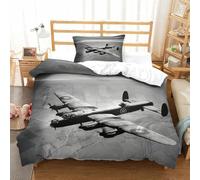 XiaopangXY 3D WW II Aircraft Print Duvet Cover for Kids & Adults, Hypoallergenic Lancaster Bomber Bedding Set Single（135x200cm） Microfiber Comforter, Skin-friendly Quilt Cover with Zipper