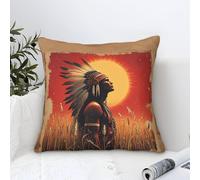 XiaopangXY 45x45cm Native American Cushion Covers, Microfiber Decorative Mohicans Throw Pillow Covers for Sofa Couch Car Bedroom Home Decor