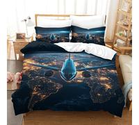 XiaopangXY A380 Aircraft Luxe Duvet Cover Set Hidden Zipper Airliner Quilt Cover Set with Pillowcases Bedding Set Soft Microfiber Comforter Cover for Kids & Adults King(220x240cm)