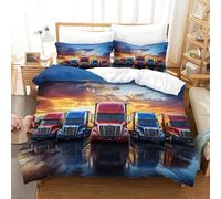 XiaopangXY American Truck Colorful Comforter Cover Hidden Zipper Lorries Duvet Cover Set with Pillowcases Bedding Set Soft Microfiber Quilt Cover Set for Kids Adults Double（200x200cm）