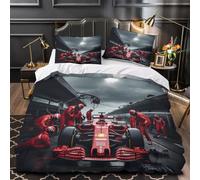 XiaopangXY Boy & Girl & Adults Formulaa Racing Duvet Cover Single（135x200cm）, 3D Pattern Pit Stop Bedding Set Hypoallergenic Quilt Cover with Hidden Zipper, Breathable