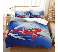 XiaopangXY Breathable Air Show Bedding Set Double（200x200cm）, Red Arrows Plane Duvet Cover Set with Pillowcases Soft Microfiber, 3D Air Show Printing Comforter