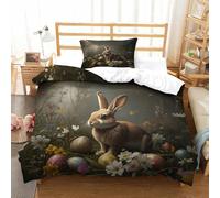 XiaopangXY Breathable Easter Bunny Duvet Cover Set, Sleeping Aid Rabbit Comforter Cover for Kids & Adults, Comfortable Home Bedding Set Cozy Various Sizes Single（135x200cm） 3 Pcs