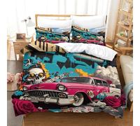 XiaopangXY Breathable Graffiti Duvet Cover Set, Sleeping Aid Doodles Comforter Cover for Kids & Adults, Comfortable Home Bedding Set Cozy Various Sizes King（220x240cm） 3 Pcs