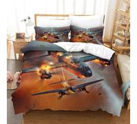 XiaopangXY Breathable King（220x240cm） WW II Aircraft Quilt Cover Set With Hidden Zipper, Lancaster Bomber Duvet Cover Set with Pillowcases Bedding Set Soft Microfiber