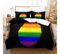 XiaopangXY Breathable Pride Month Duvet Cover Double（200x200cm）, Cozy Sleeping Aid LGBTQ Fingerprint Comforter Cover for Kids & Adults, Comfortable Home Bedding Set