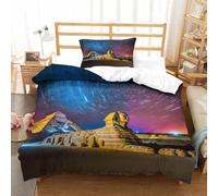 XiaopangXY Breathable Pyramids Duvet Cover Single(135x200cm), Cozy Sleeping Aid Sphinx Rotating Starry Sky Comforter Cover for Kids & Adults, Comfortable Home Bedding Set