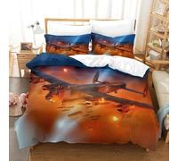 XiaopangXY Breathable WW II Aircraft Bedding Set King（220x240cm）, Lancaster Bomber Duvet Cover Set with Pillowcases Soft Microfiber, 3D WW II Aircraft Printing Comforter