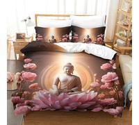 XiaopangXY Buddha Pattern Bedding Set 3D Printed Shakyamuni Quilt Cover with Zipper Closure Comforter Cover with Pillowcase King（220x240cm） Duvet Cover for Kids & Adults 3 Pieces