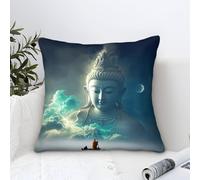 XiaopangXY Buddha Statue Throw Pillow Cover 40x40cm, Soft Decorative Shakyamuni Throw Pillowcases Cushion Case for Home Decor Living Room Bed Couch Car