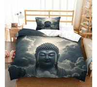 XiaopangXY Buddha Washable Comforter Cover Hidden Zipper Duvet Cover Set with Pillowcases Shakyamuni Bedding Set Soft Microfiber Quilt Cover Set for Kids & Adults Single（135x200cm）
