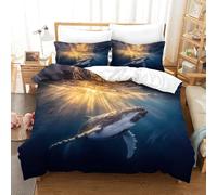 XiaopangXY Cetacean Bedding Set Finesse Duvet Cover, Sheet & Pillowcase Breathable Brushed Microfiber Whale Comforter Cover with Hidden Zipper, Luxury Quilt Cover Set King（220x240cm）