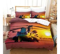 XiaopangXY Chinook Under The Sunset Bedding Set with Hidden Zipper, Military Helicopter Duvet Cover Set with Pillowcases, Soft Microfiber Luxury Quilt Cover Set King(220x240cm)