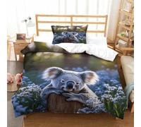 XiaopangXY Cowra Duvet Cover Set Soft Microfiber Bedding Set Breathable Koala Quilt Cover with Hidden Zipper Closure,3D Printed Comforter Cover Single（135x200cm）