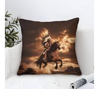 XiaopangXY Cushion Cover with Native American, Mohican Knight Throw Pillow Case Home Decorative for Men/Women Living Room Bedroom Sofa Chair 45x45cm Accent Pillow