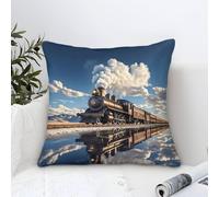 XiaopangXY Cushion Cover with Steam Train, Choochoo Throw Pillow Case Home Decorative for Men/Women Living Room Bedroom Sofa Chair 40x40cm Accent Pillow