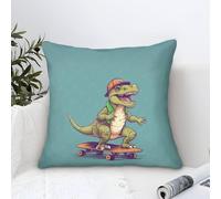 XiaopangXY Decorative Microfiber 45x45cm Cushion Covers 45x45cm, Rectangular Dinosaur Skate Club Throw Pillow Covers for Garden Patio Living Room Couch Sofa
