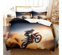 XiaopangXY Dirt Bike Luxe Bedding Set Hidden Zipper Mountain Moto- Racing Duvet Cover Set with Pillowcases Quilt Cover SetSoft Microfiber Comforter Cover for Kids Adults Double（200x200cm）