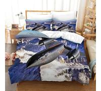 XiaopangXY Double（200x200cm） SR-71 Blackbird Quilt Cover Set with Hidden Zipper, Bomber Duvet Cover Set with Pillowcases Soft Microfiber Luxury Bomber Bedding Set