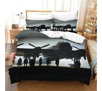 XiaopangXY Double（200x200cm） WW II Aircraft Bedding Set, Washable With Hidden Zipper Duvet Cover Lancaster Bomber Quilt Cover Soft Microfiber, Lancaster Bomber Bed Linen Set for Kids & Adults