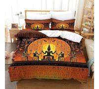 XiaopangXY Egyptian Mural Bedding Set With Hidden Zipper, King（220x240cm） Osiris Judgment Duvet Cover Set with Pillowcases, Osiris Judgment Pattern Quilt Cover Set Soft Microfiber