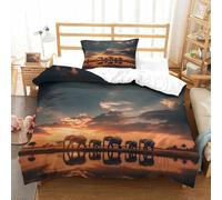 XiaopangXY Elephant Lovingly Quilt Cover Set Hidden Zipper African Grassland Duvet Cover Set with Pillowcases Bed Linen Set Soft Microfiber Comforter Cover for Kids Adults Single（135x200cm）