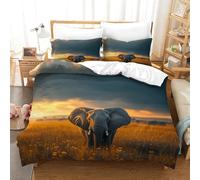 XiaopangXY Elephant Luxe Duvet Cover Set Hidden Zipper African Grassland Quilt Cover Set with Pillowcases Bedding Set Soft Microfiber Comforter Cover for Kids & Adults Double(200x200cm)