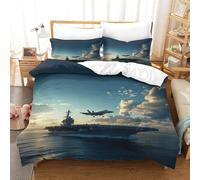 XiaopangXY F35 Fighter Jet Comforter Cover 3D Printed Duvet Cover Finesse Bed Set with Pillowcase Microfiber Aircraft Carrier Quilt Cover with Zipper Closure for Childs & Adults Double（200x200cm）