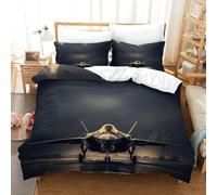 XiaopangXY F35 Fighter Jet Warmth to Sleep Bedding Set Hidden Zipper Duvet Cover Set with Pillowcases Stealth Aircraft Quilt Cover Set Soft Microfiber Nice-looking Comforter Cover Double（200x200cm）