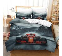 XiaopangXY Ferrariii Bedding Set with Zipper Comforter Cover 3D Printed Formula racing Quilt Cover with Pillowcase Duvet Cover Microfiber for Childrens And Adults King（220x240cm）