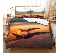 XiaopangXY Fighter Jet Warmth to Sleep Bedding Set Hidden Zipper Duvet Cover Set with Pillowcases Warplane Quilt Cover Set Soft Microfiber Nice-looking Comforter Cover Double（200x200cm）